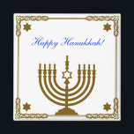 Goldmenorah Magnet<br><div class="desc">Ein quadratischer Magnet mit einem Bild einer goldenen Menorah in einem goldenen Rahmen mit goldenen Sternen von David und einem blauen individualisierbaren Urlaubsgefühl. Sehen Sie sich die gesamte Hanukka Magnet Kollektion im Bereich HOLIDAYS an.</div>