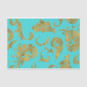 Goldmetallische Folien-Blumen-aquamarines mit Seidenpapier