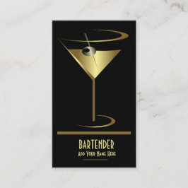 Goldmetallischer Cocktail-Logo-Barkeeper Visitenkarte
