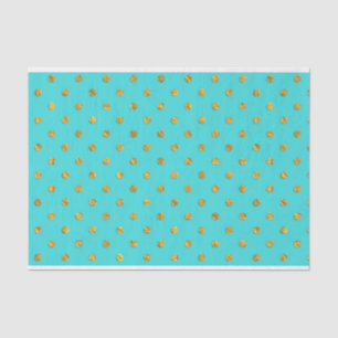 Goldmetallisches Folien-Polka-Punkt-aquamarines Seidenpapier