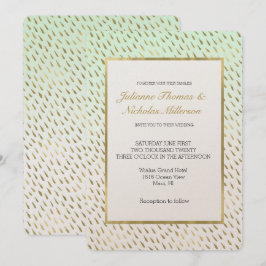Goldminte White Ombre Abstrakt Hochzeit Einladung