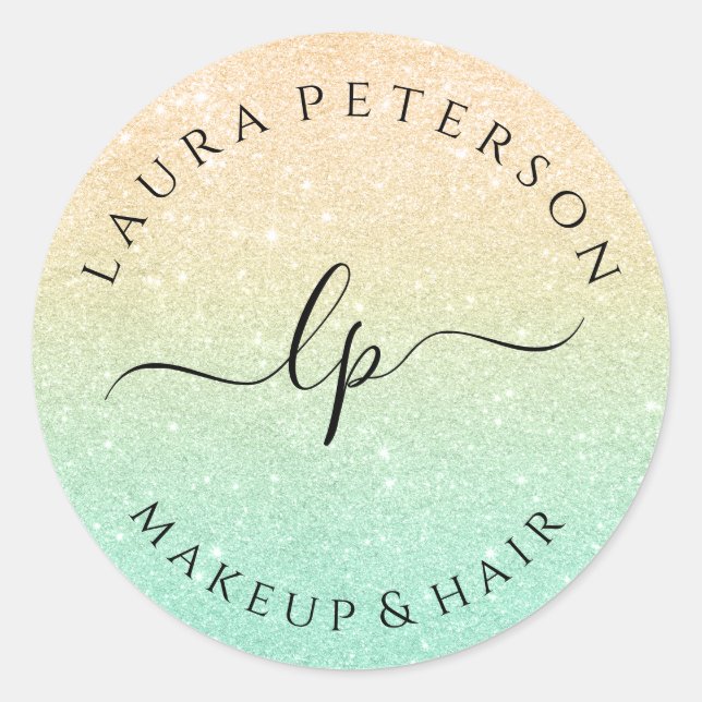 Goldminze Glitzer handgeschriebene Skriptkalligraf Runder Aufkleber (Vorderseite)