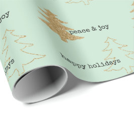 Goldminze Glitzer Weihnachtsbaume Geschenkpapier