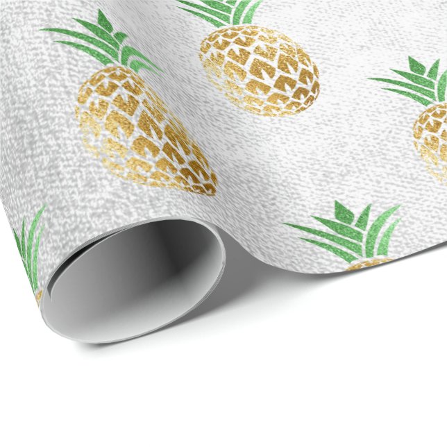Goldminzfrüchte aus tropischem Ananas, grau Geschenkpapier (Rolleneckpunkt)