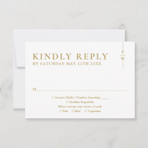 Goldmoderne Minimalistische Monogramm-Hochzeit RSVP Karte