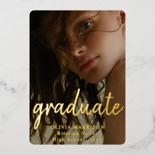 Goldmoderne Typografie 3 Foto Collage Abschluss Folieneinladung