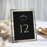 Goldmondhochzeit Tischnummer<br><div class="desc">Begleiten Sie Ihre Gäste mit den "Gold Moon Wedding Tischnummern" vor einem beeindruckenden schwarzen Hintergrund. Die Mondphasen,  die in das Design integriert sind,  symbolisieren das Fortschreiten der Tische und schaffen so eine himmlische Reise für Ihre Gäste.</div>
