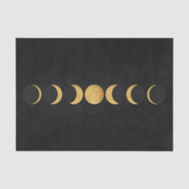 Goldmondphasen schwarzer texturierter Hintergrund Seidenpapier