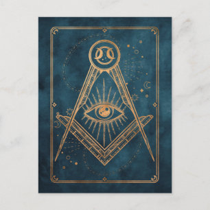 Goldmondstars alle sehen Auge Tarot blau Leid Postkarte