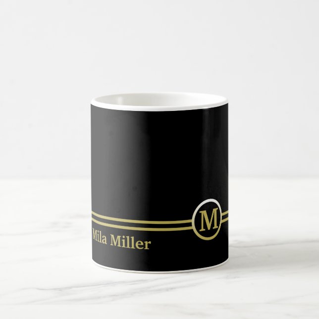 Goldmonogramm auf schwarzem Hintergrund Kaffeetasse (Mittel)