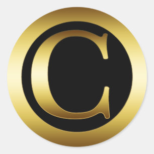 GOLDmonogramm-BUCHSTABE C Runder Aufkleber