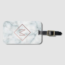 Goldmonogramm der modernen Rose aus weißem Stein Gepäckanhänger