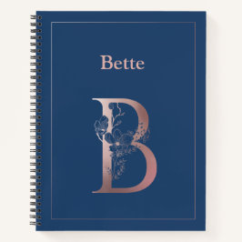 Goldmonogramm der personalisierten Rose, Initial B Notizbuch