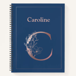 Goldmonogramm der personalisierten Rose, Initial C Notizbuch