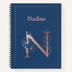 Goldmonogramm der personalisierten Rose Notizbuch