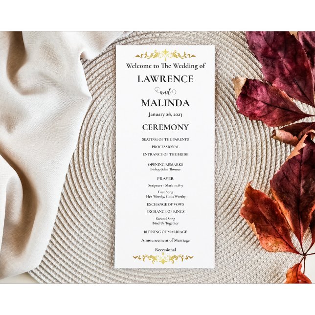 Goldmonogramm Einfaches Elegantes Hochzeitsprogram (Von Creator hochgeladen)