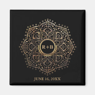 Goldmonogramm-Gastgeschenk Hochzeit Boho Mandala Magnet