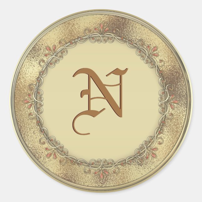 Goldmonogramm-Gastgeschenk Hochzeits-Umschlag Runder Aufkleber (Vorderseite)