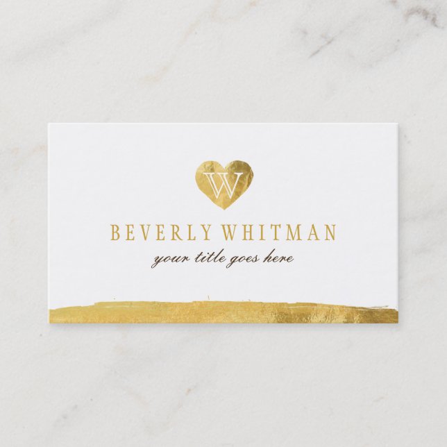 Goldmonogramm-Herz-Visitenkarten Visitenkarte (Vorderseite)