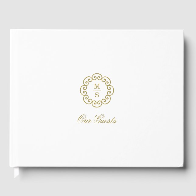 Goldmonogramm-Hochzeit Gästebuch (Vorderseite)