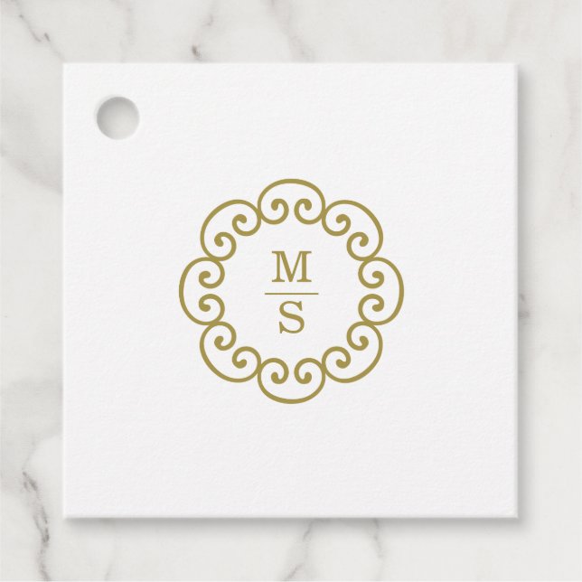 Goldmonogramm-Hochzeit Geschenkanhänger (Vorderseite)
