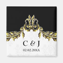Goldmonogramm-Hochzeit speichern Sie die Dattelmag Magnet