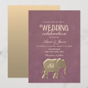Goldmonogramm Lila Hochzeit Einladung