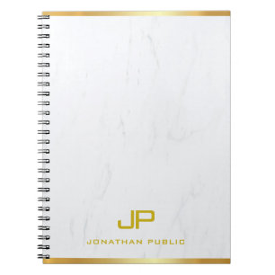 Goldmonogramm-Marmor Moderne Vorlage Beruflich Notizblock