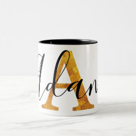 Goldmonogramm mit personalisiertem Namen Zweifarbige Tasse