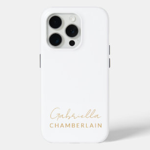 Goldmonogramm   Modernes Minimalweiß Case-Mate iPhone Hülle