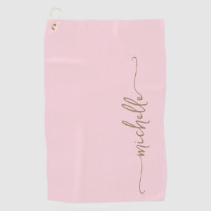 Goldmonogramm Name Stilvolle Schrift Rosa Rosa Golfhandtuch