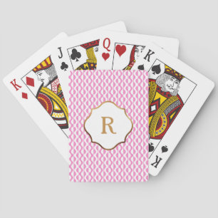 Goldmonogramm, rosa und weiße Wellen im Retro-Must Spielkarten