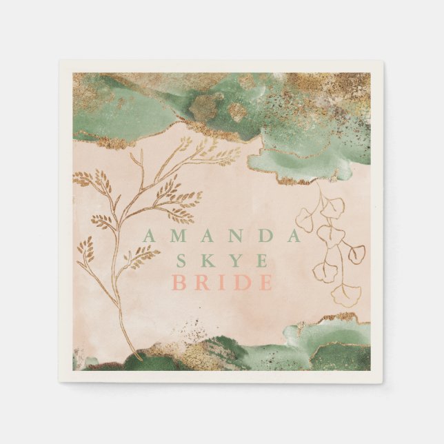 Goldmoos Eukalyptus Moderner Abstrakt Serviette (Vorderseite)