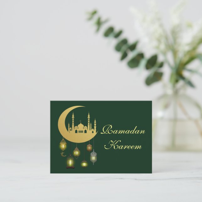 Goldmoschee auf dem Mond Eid Mubarak Card Mitteilungskarte (Stehend Vorderseite)