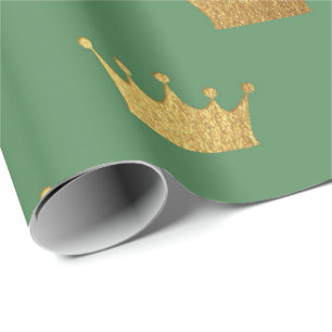 GoldMünzanstalt-Grün-König Crown Heraldic Geschenkpapier
