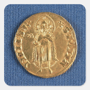 Goldmünze, mit Johannes dem Täufer, 16. Jahrhunder Quadratischer Aufkleber