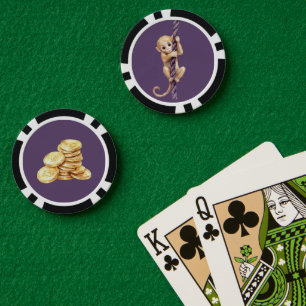 Goldmünzenaffe lila Seil Pokerchips