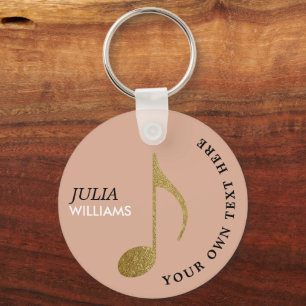 Goldmusikalische Note Dusty Rose Schlüsselanhänger