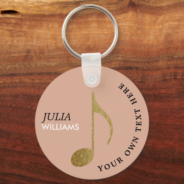 Goldmusikalische Note Dusty Rose Schlüsselanhänger (Vorderseite)