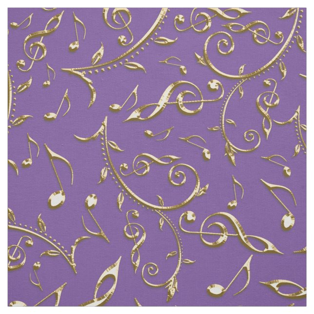 GoldMusiknoten auf Lila oder irgendeinem Stoff (Muster)
