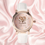 Goldname 80. Geburtstag Rose Armbanduhr<br><div class="desc">Ein Geschenk für einen 80. Geburtstag. Eine Hintergrundfarbe für den Farbverlauf in Rose. Name,  Datum hinzufügen</div>