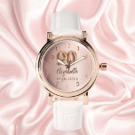 Goldname der 90. Geburtstag-Rose Armbanduhr<br><div class="desc">Ein Geschenk für einen 90. Geburtstag. Eine Hintergrundfarbe für den Farbverlauf in Rose. Name,  Datum hinzufügen</div>