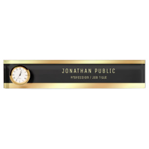 Goldname Elegantes modernes Schwarzes Template mit Namensplakette