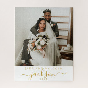 Goldname-Monogramm für das Hochzeitsstift Foto Puzzle