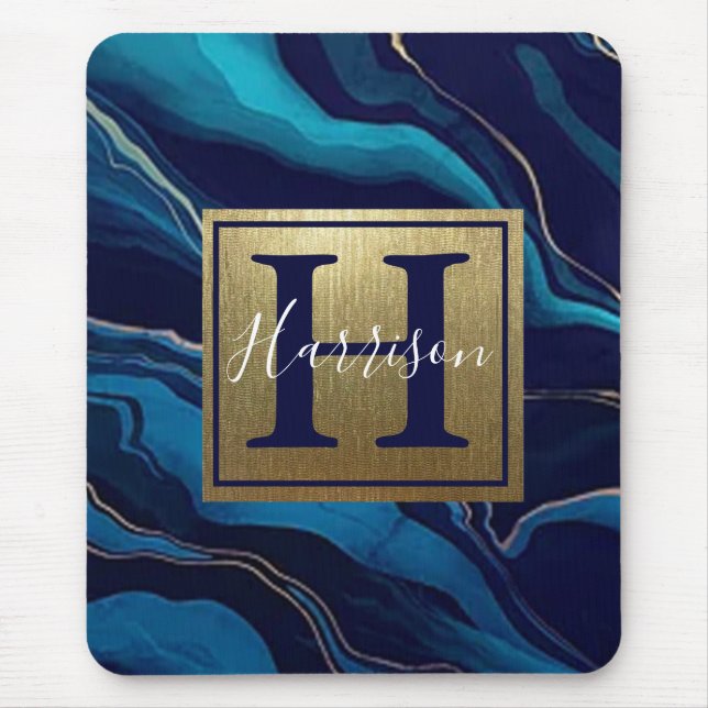 Goldname und Monogram für die blaue Gate Mousepad (Vorne)