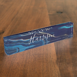 Goldname und Monogram für die blaue Gate Namensplakette