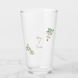 Goldnamen Glam Foliage Hochzeit Glas