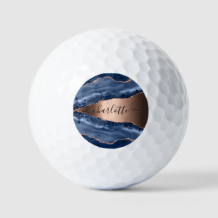 Goldnamensskript der Rose Blauer Marmor Golfball