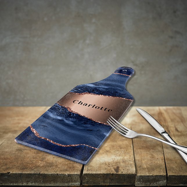 Goldnamensskript der Rose Blauer Marmor Schneidebrett (Von Creator hochgeladen)