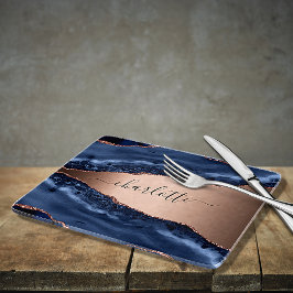 Goldnamensskript der Rose Blauer Marmor Schneidebrett